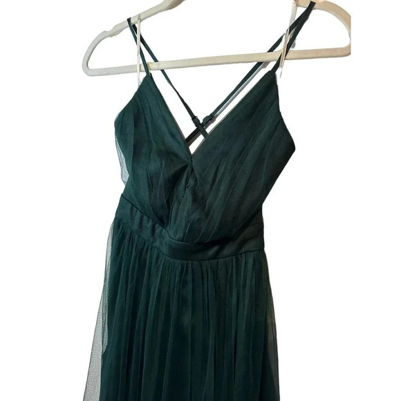 Lulus Women's Green Sweet Serenade Tulle Swiss Dot Surplice Midi Dress Size XXS - Picture 3 of 11